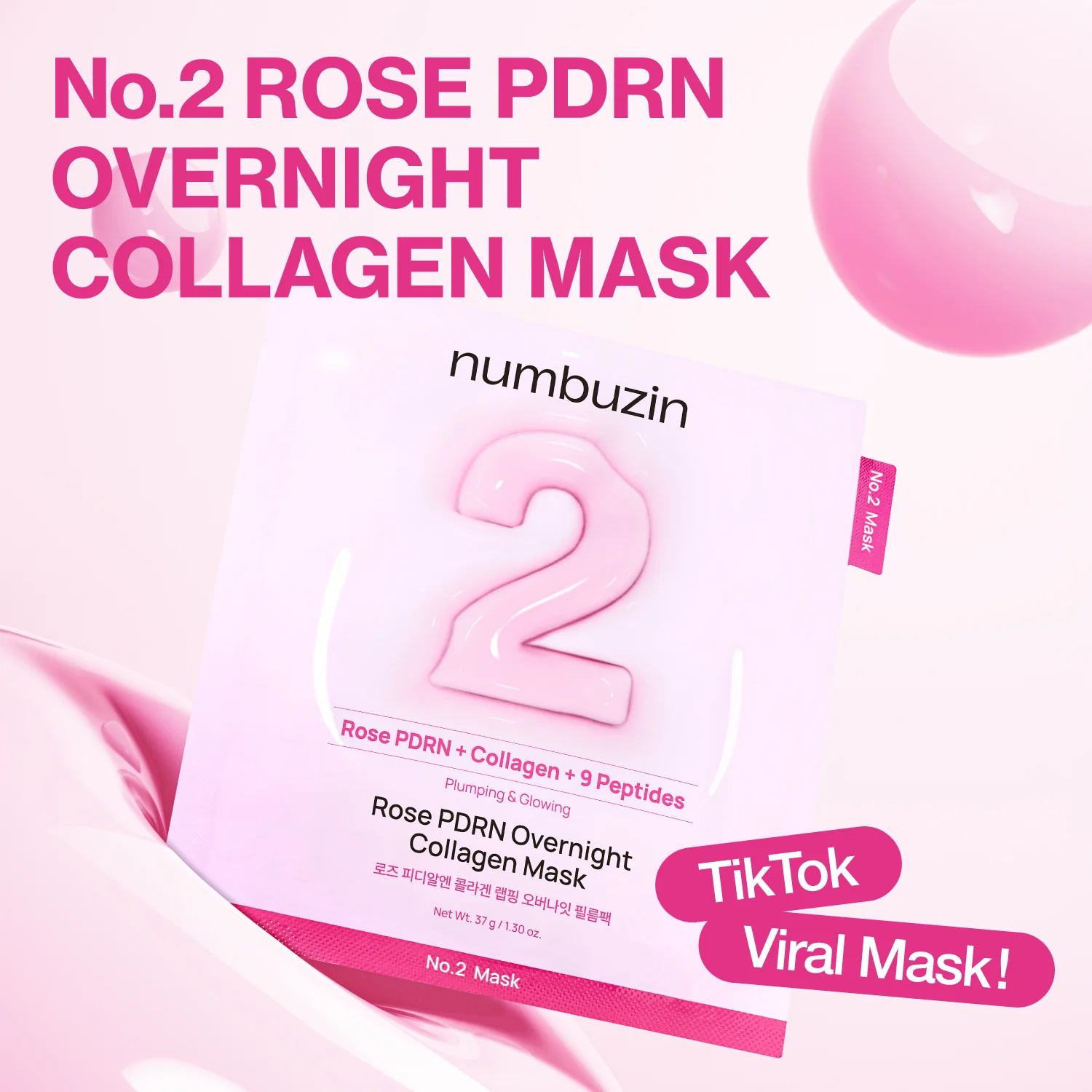 No.2 Rose PDRN Overnight Collagen Mask (4 Masks) - Image 3