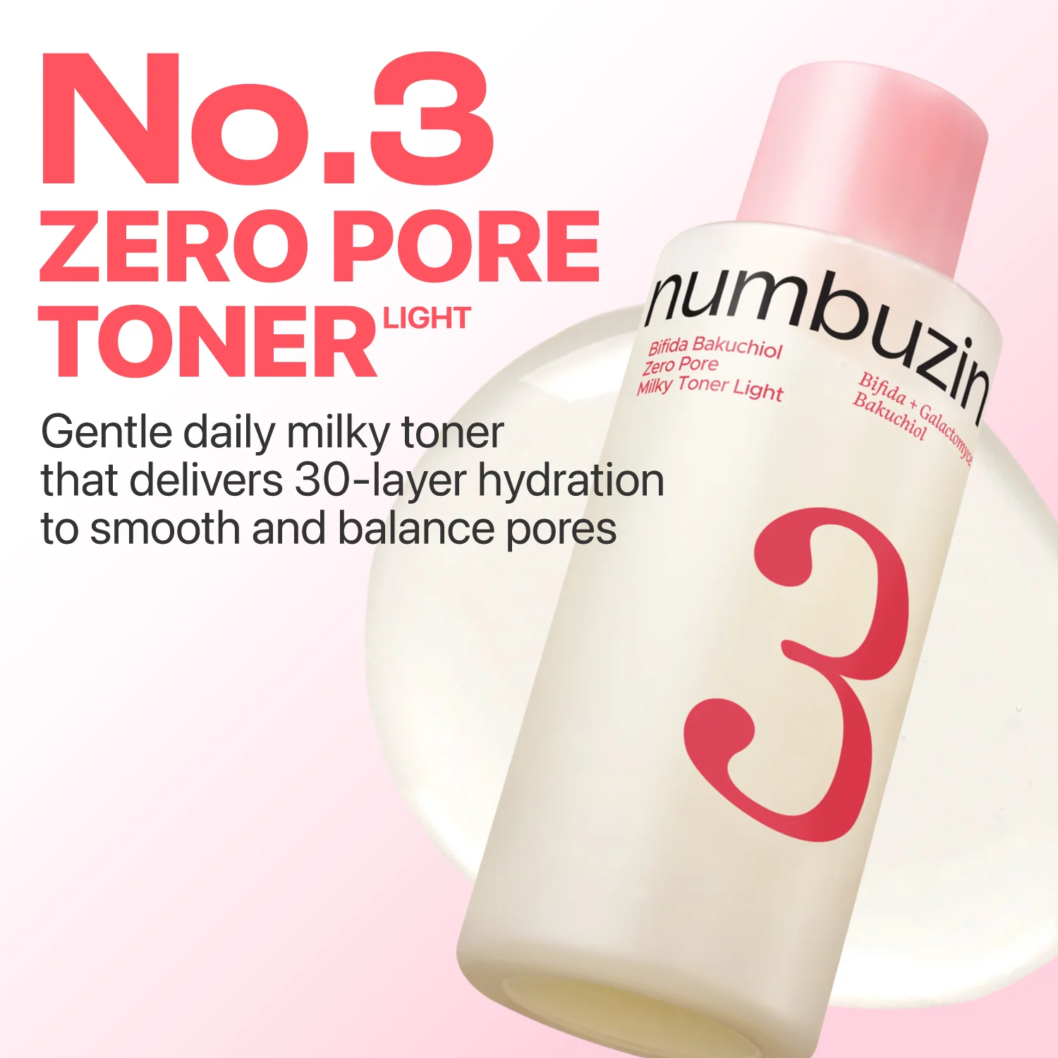 No.3 Bifida Bakuchiol Zero Pore Milky Toner Light 6.76 fl.oz - Image 3